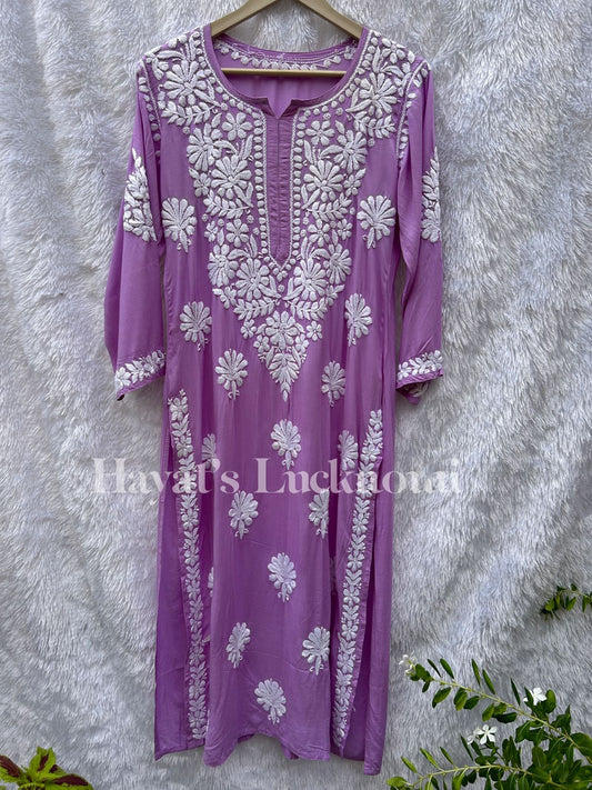 Nuzhat lavender modal kurti - Hayat's Lucknowi