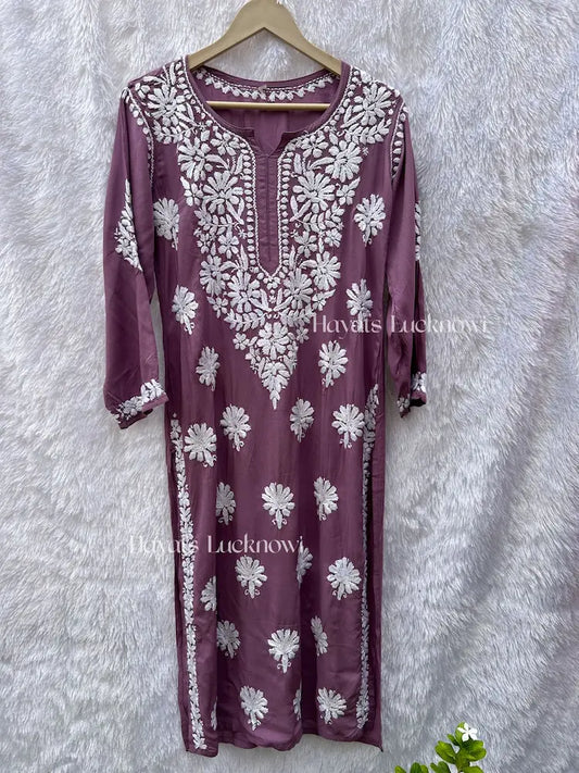 Nuzhat Mauve Modal Chikankari Kurti