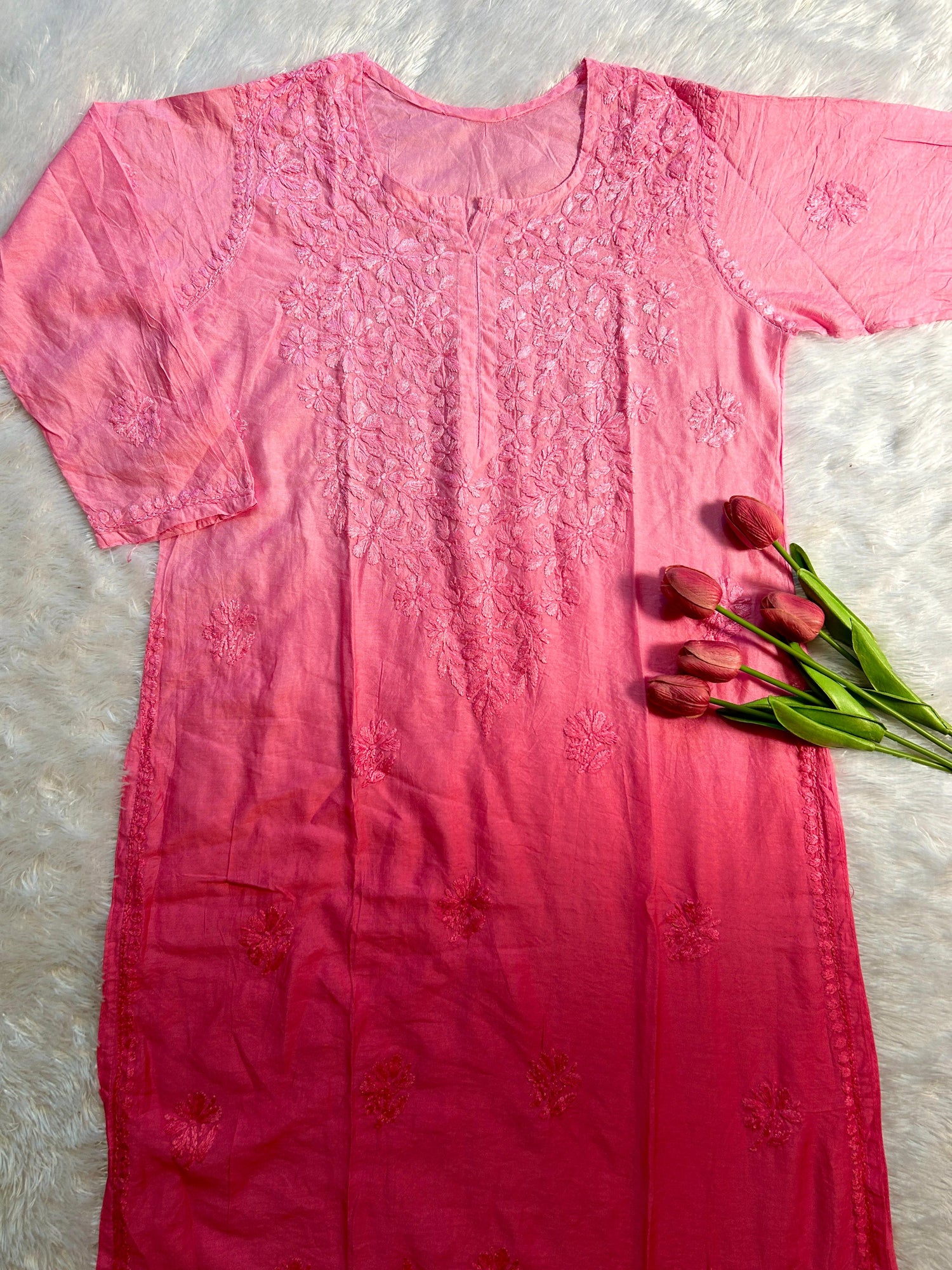 Pink chanderi kurti - Hayat&