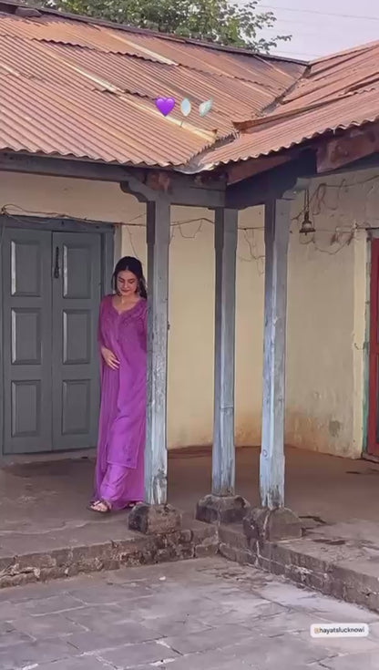 Zeenat Lavender Rayon Chikankari Set