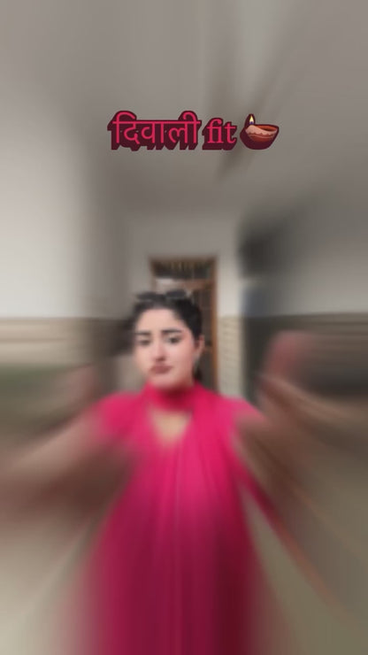 Nagma Fuchsia Rayon Mukesh- Chikankari Set