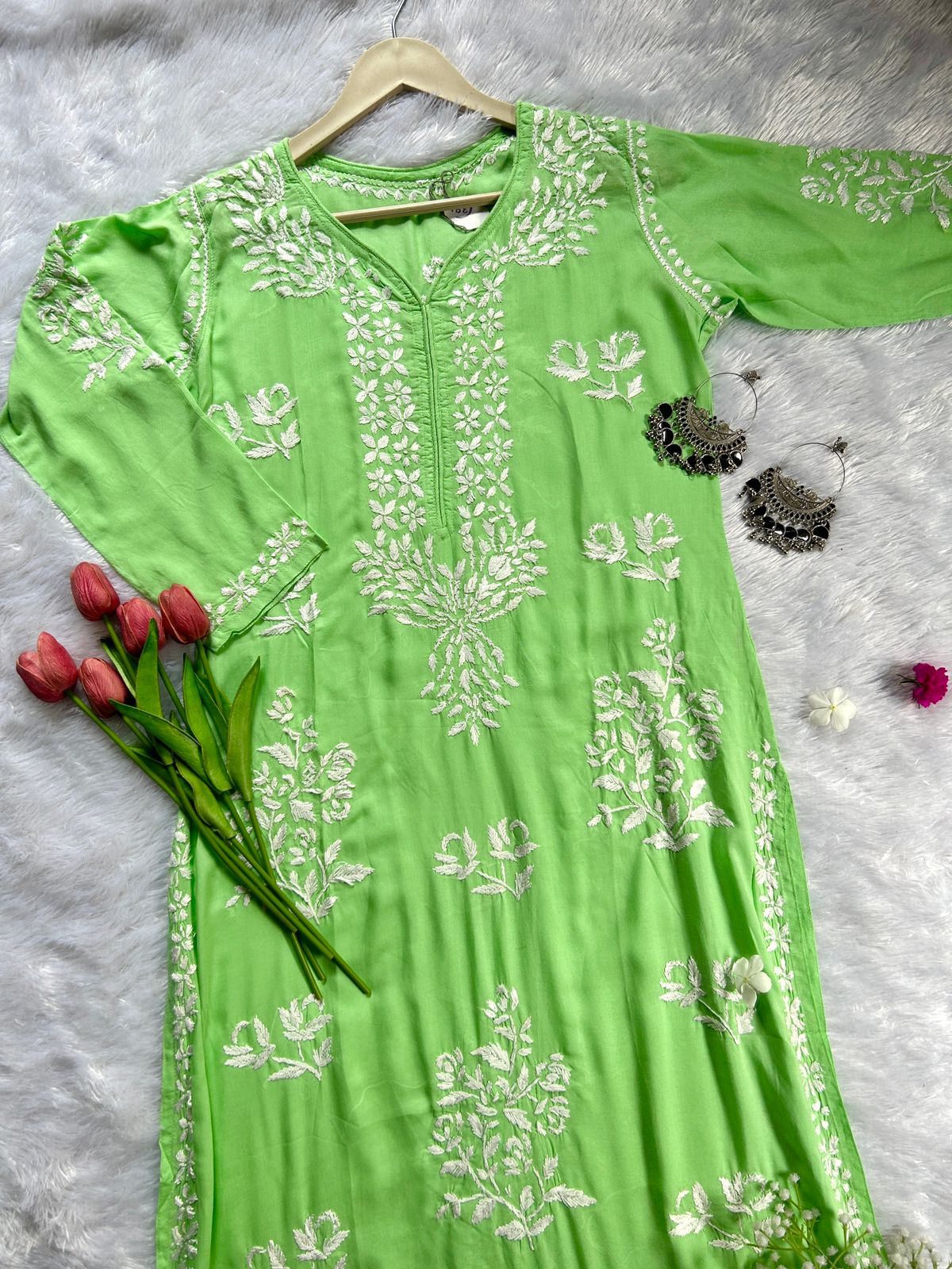 Rose green modal kurti