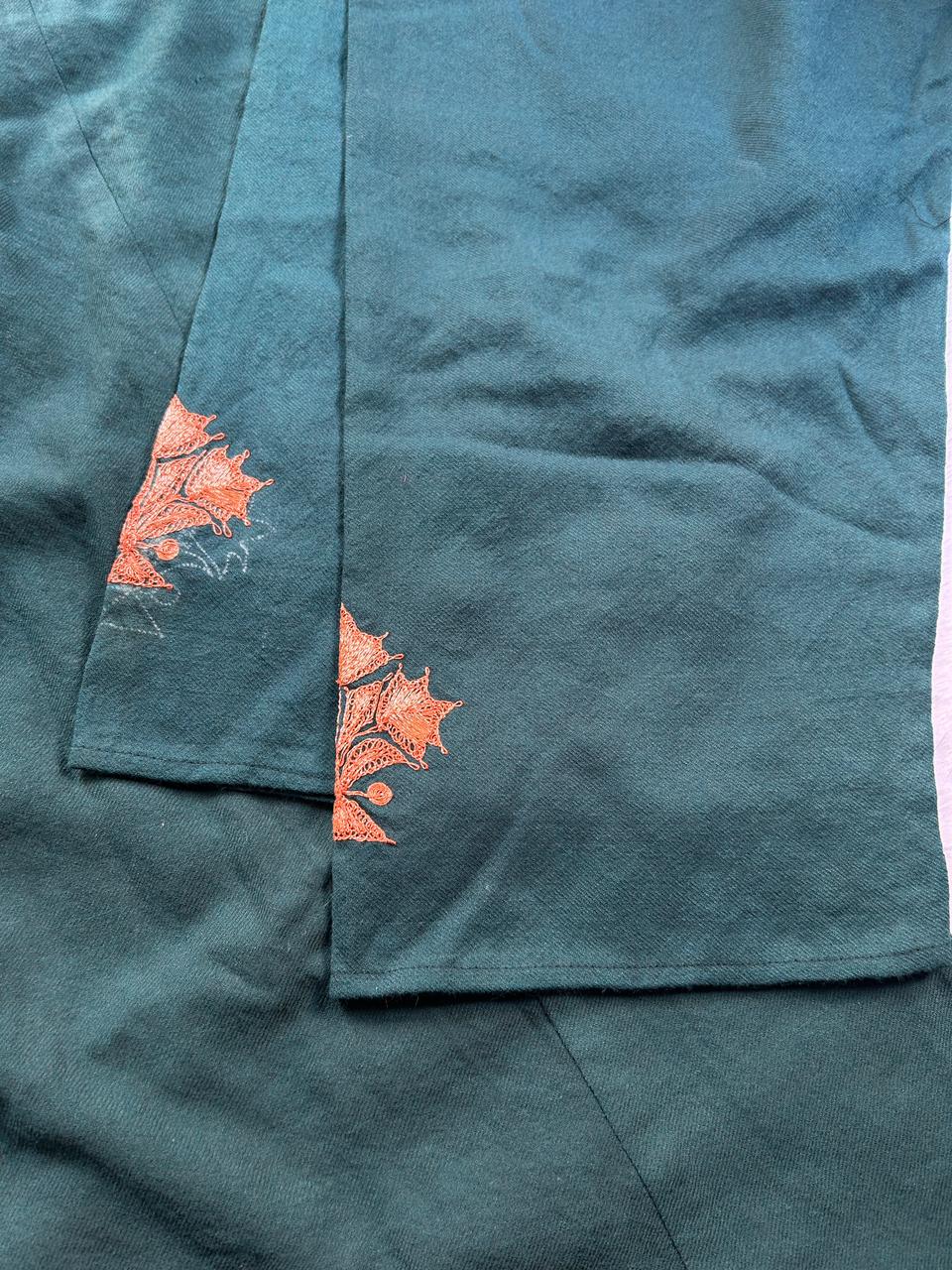 Teal Blue Kashmiri Tilla Work Woolen Pheran by Hayat's Lucknowi