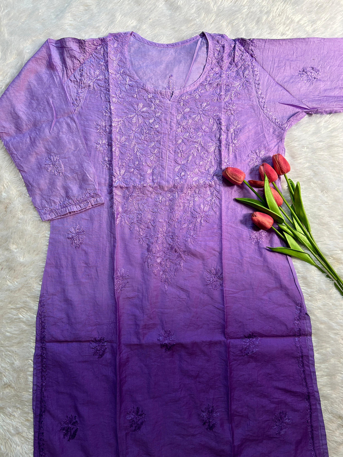 Violet chanderi kurti - Hayat&