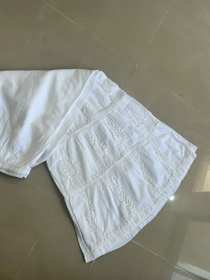 white cotton chikankari sharara | Hayat's Lucknowi
