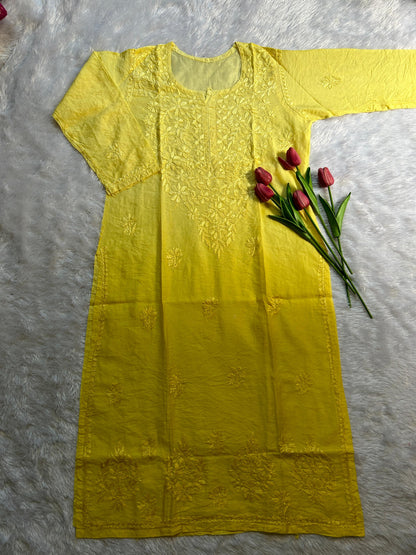 Yellow chanderi kurti - Hayat&